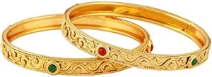 Yellow Chimes Classic Look 2 Pcs Bangle Set Gold Plated Traditional Ethnic Bangles for Women and Girls (2.8)