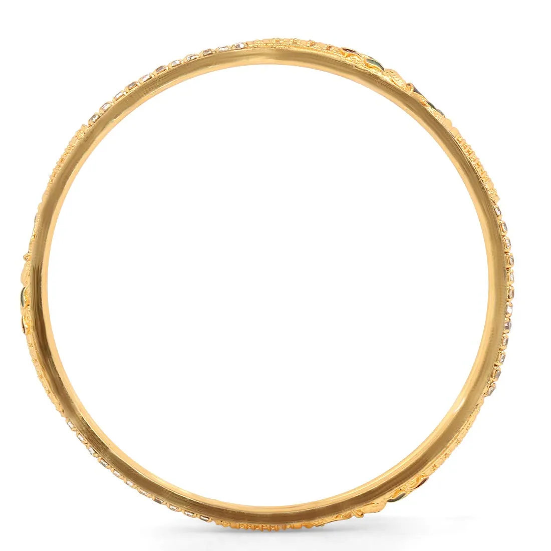 Yellow Chimes Ethnic Gold Plated Peacock Designer Crystal Studded Traditional 4 Pcs Bangles Set for Women and Girls (2.4)